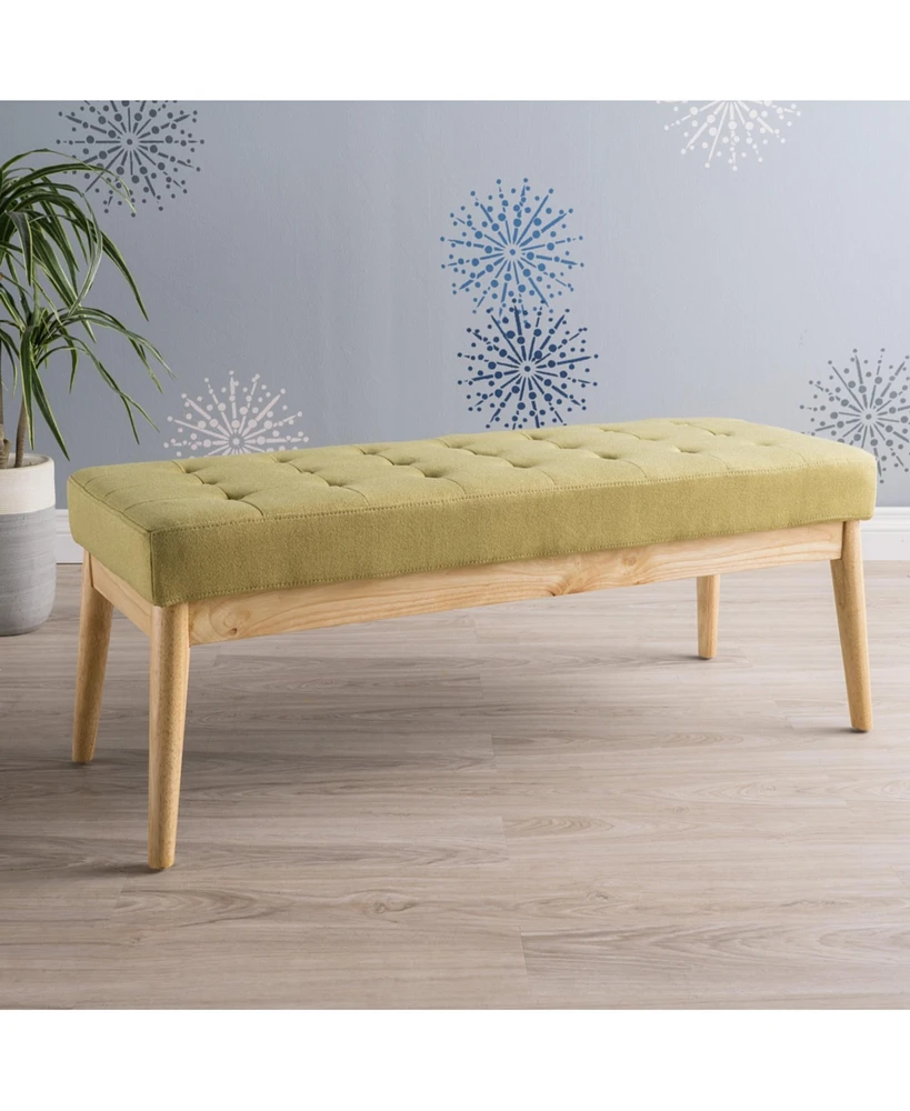 Simplie Fun Mid-Century Modern Bench with Button-Tufted Upholstery for Versatile Style