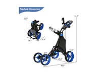 Slickblue 4 Wheel Golf Push Pull Cart with Foot Brake