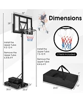 Slickblue 4.25-10 Feet Adjustable Basketball Hoop System with 44 Inch Backboard-b