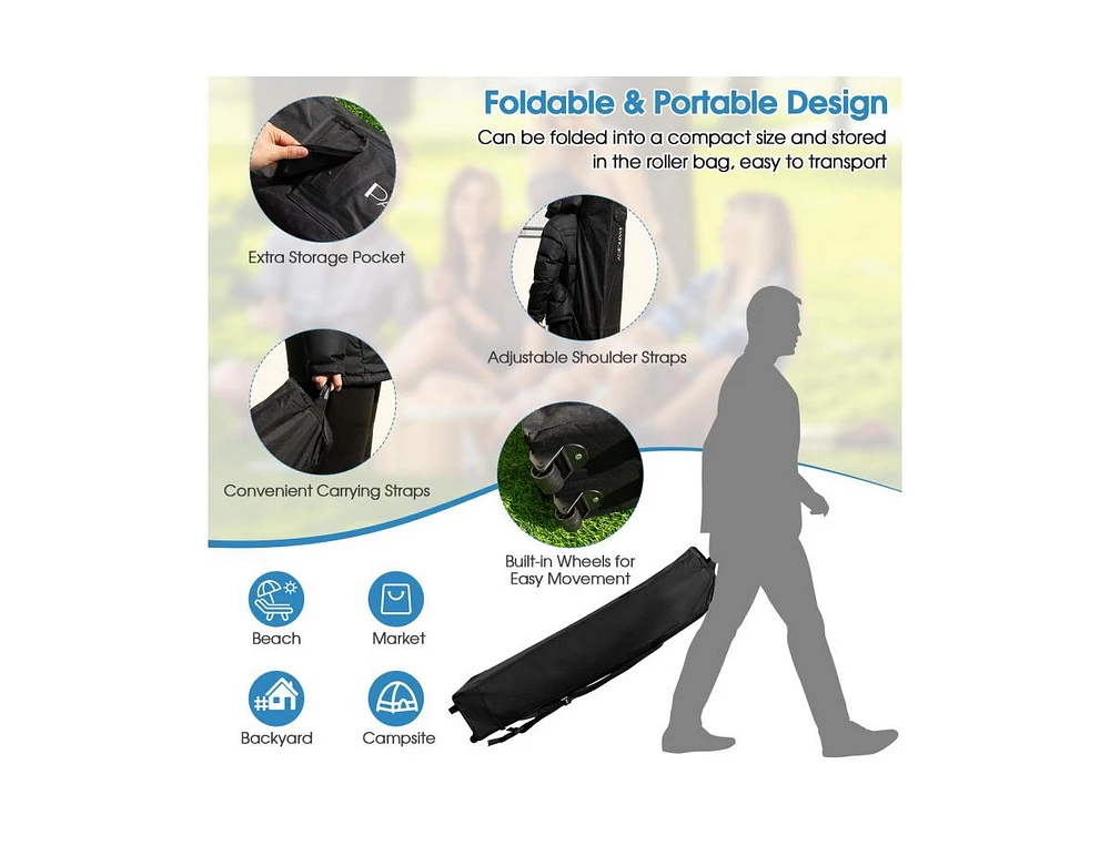 Slickblue 10 x Feet Pop Up Canopy with Mesh Sidewalls and Roller Bag