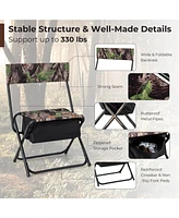 Slickblue Foldable Patio Chair with Storage Pocket Backrest for Camping Hiking