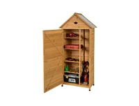 Slickblue Wooden Outdoor Lockable Garden Tool Storage