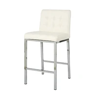 Modern Design High Counter Stool Electroplated Leg Kitchen Restaurant White Pu Bar Chair(Set Of 2)