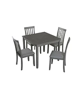 Streamdale Furniture Elegant 5-Piece Solid Wood Square Dining Table Set with Upholstered Chairs