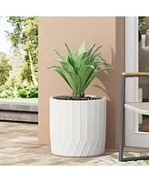 Sleek Concrete Planter Natural Stone Finish, Pleated Design, Durable and Stylish