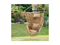 Slickblue Hanging Rope Swing Chair with Soft Pillow and Cushions