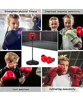 Slickblue Kids Adjustable Stand Punching Bag Toy Set with Boxing Glove