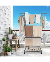 4-tier Clothes Drying Rack with Rotatable Side Wings and Collapsible Shelves