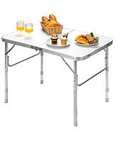 Slickblue Adjustable Portable Aluminum Patio Folding Camping Table for Outdoor and Indoor