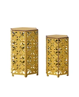 Vintage-Inspired Fleur-de-Lis Nesting Tables for Indoor/Outdoor Elegance
