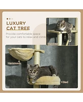 Streamdale Furniture Ultimate Cat Heaven 98" Adjustable Cat Tree with Scratchers, Toys, and Panoramic View