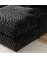 Elegant Corduroy Sofa Bed with Square Arms and Plush Cushion