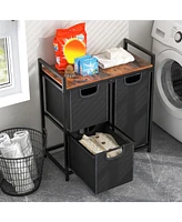 Slickblue Laundry Basket Organizer Dirty Clothes Hamper with Shelf and 3 Removable Bags