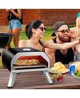 Slickblue 15000 Btu Foldable Pizza Oven with Pizza Peel Stone and Cutter-Black