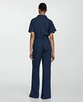 Mango Women's Belt Long Jumpsuit