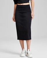 And Now This Women's Denim Back-Slit Midi Skirt