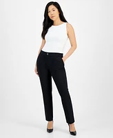 Ak Anne Klein Petite Pull-On Faux-Fly Front Pants