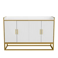 Modern Kitchen Buffet Storage Cabinet Cupboard White Gloss With Metal Legs For Living Room Kitchen
