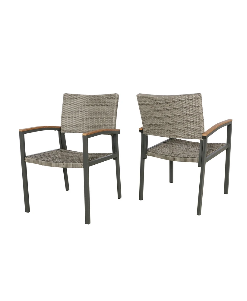 Simplie Fun Mid-Century Modern Mesh Patio Dining Chairs with Faux-Wood Arms