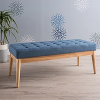 Mid-Century Modern Upholstered Bench with Button-Tufting