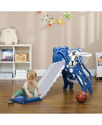 Simplie Fun 2-in-1 Toddler Slide with Basketball Hoop Perfect Playtime Buddy