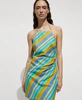 Mango Women's Striped Print Halter Dress