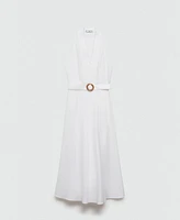 Mango Women's Belt Linen Dress