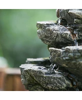 Streamdale Furniture Natural Stone & Moss Cascading Mini Fountain for Tranquility