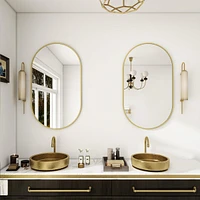 Homlux Oval Wall Mounted Mirror 20"x36" in Gold