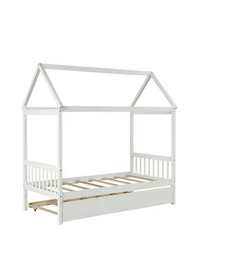 Simplie Fun House Twin Bed With Trundle