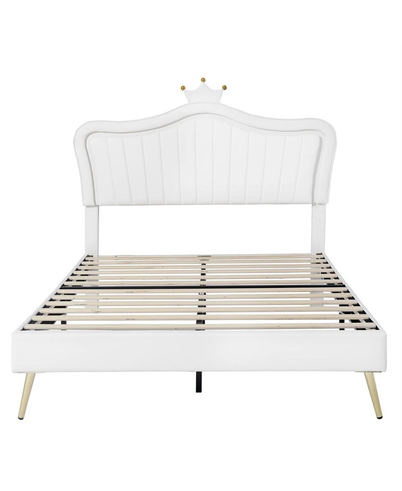 Simplie Fun Led Upholstered Queen Bed with Crown Headboard