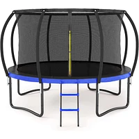 Simplie Fun 12FT Outdoor Big Trampoline With Inner Safety Enclosure Net, Ladder, Pvc Spring Cover Padding