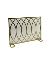 Streamdale Furniture Minimalist Single Panel Fire Screen with Overlapping Lens Pattern, Gold