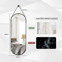 Homlux Oval Wall Mounted Mirror 16"x48" in Black