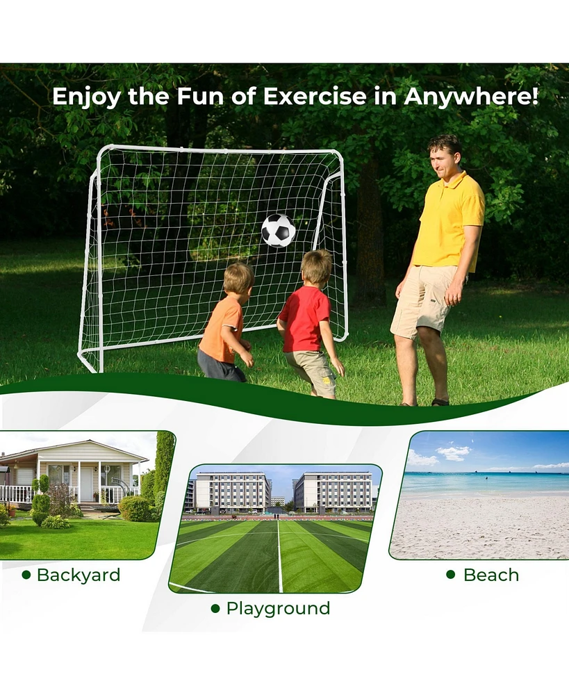 Slickblue Soccer Goal for Backyard with Heavy Duty Frame and Ground Stakes