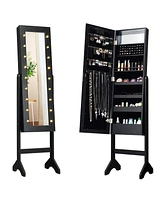 Slickblue Mirrored Jewelry Cabinet Armoire Organizer w/ Led lights