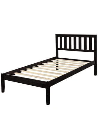 Simplie Fun Wood Platform Bed With Headboard/Wood Slat Support, Twin