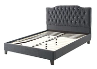 Modern Gorgeous Polyfiber Tufted Queen Size Bed 1 Piece Bed Frame Upholstered Headboard