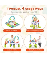 Slickblue Kids 4-in-1 Baby Bouncer Activity Center with 3 Adjustable Heights-Green