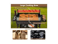 Slickblue Barbecue Charcoal Grills with Wind Guard Seasoning Racks-Black