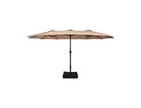 Slickblue 15 Feet Double-Sided Twin Patio Umbrella with Crank and Base