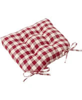 Kate Aurora Country Living Gingham Plaid Checkered Farmhouse Chair Cushion Pads