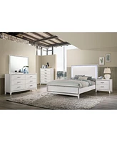 Streamdale Furniture Haiden Queen Bed, Led & White Finish