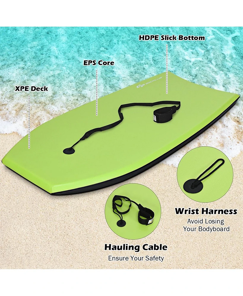 Slickblue Super Surfing Lightweight Bodyboard with Leash
