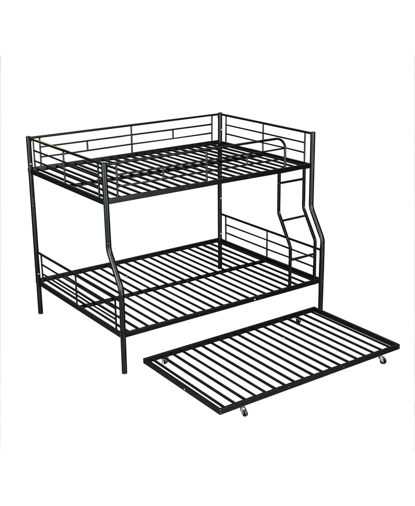 Simplie Fun Full Xl Over Queen Metal Bunk Bed With Trundle