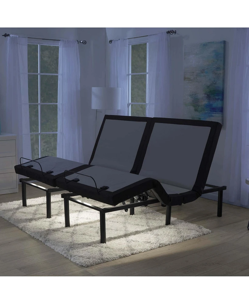 Clara Clark Adjustable Head & Foot Zero Gravity Massage Bed Base - with Wireless Remote, Usb Ports, Led Light - Split King