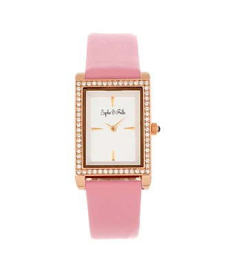 Sophie and Freda Sophie & Freda Women Wilmington Stainless Steel Strap Watch w/Swarovski Crystals - Rose Gold