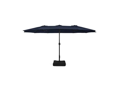 Slickblue 15 Feet Double-Sided Twin Patio Umbrella with Crank and Base