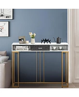 Slickblue Narrow Long Sofa Table for Living Room-White