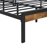King Size Metal Platform Bed Frame with Storage & Usb No Box Spring Needed
